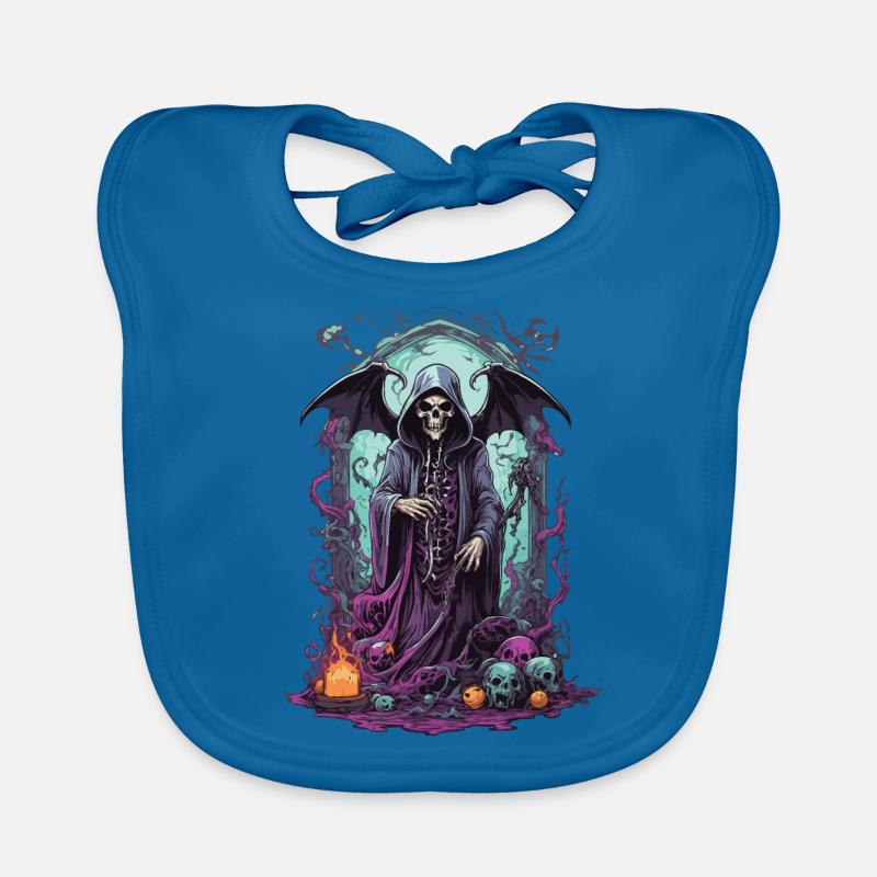Grim Reaper Skull Gothic Occult Design Organic Baby Bibs