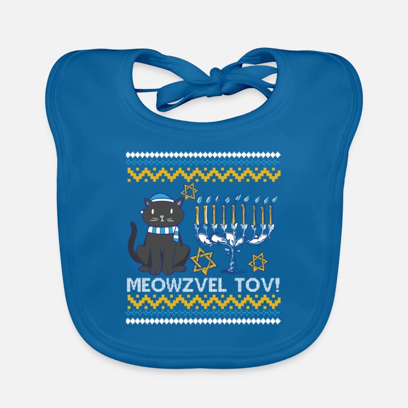 Meowzel Tov Hanoukka Ugly Noël Pull Chat Bavoir bio Bébé