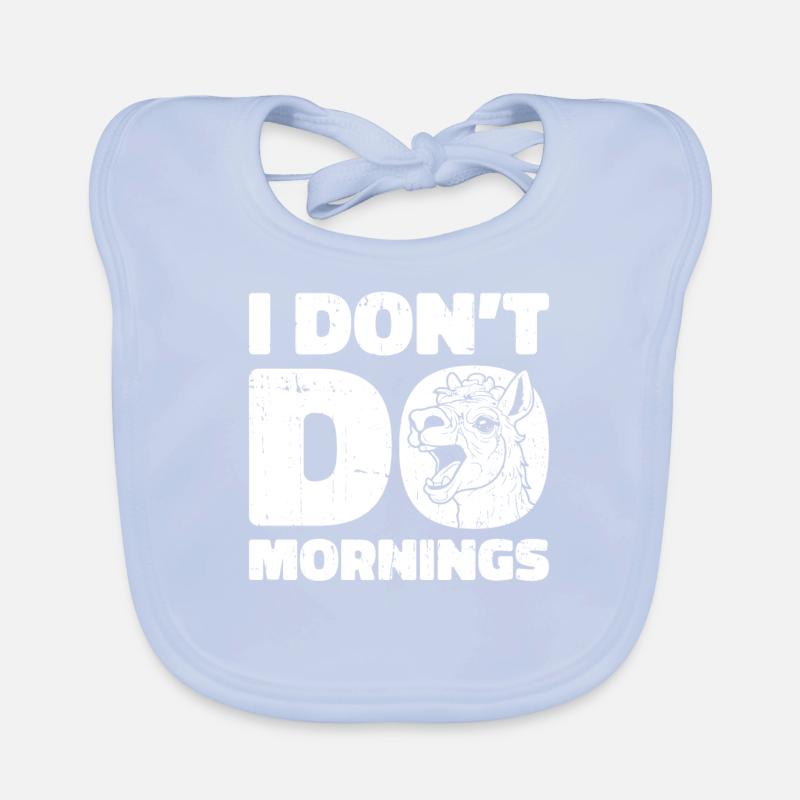 Lama Llama Funny I Don't Do Mornings Organic Baby Bibs