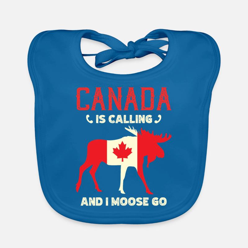 Orignal du Canada Drapeau canadien Feuille d’érable - Bavoir bio Bébé - bleu paon