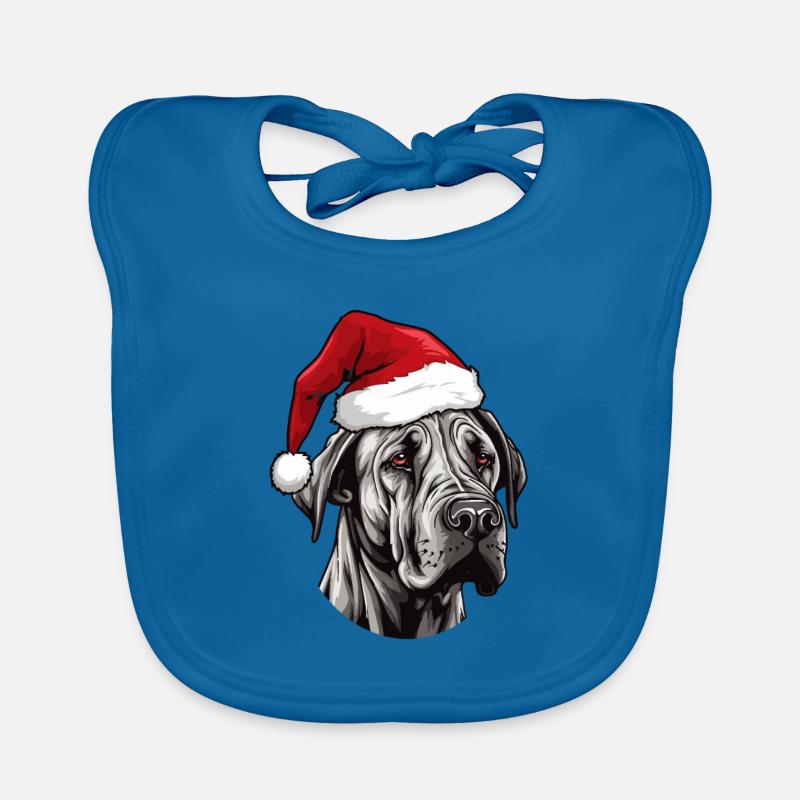 Great Dane Dog Christmas Head Organic Baby Bibs