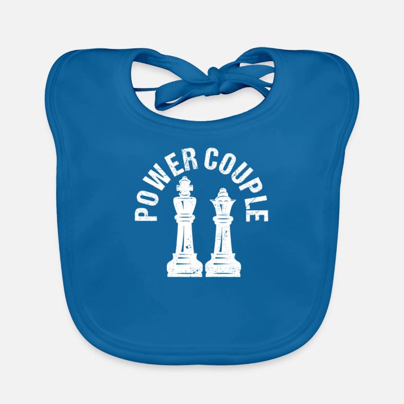 Power Couple Chess Player Pieces King Queen Organic Baby Bibs