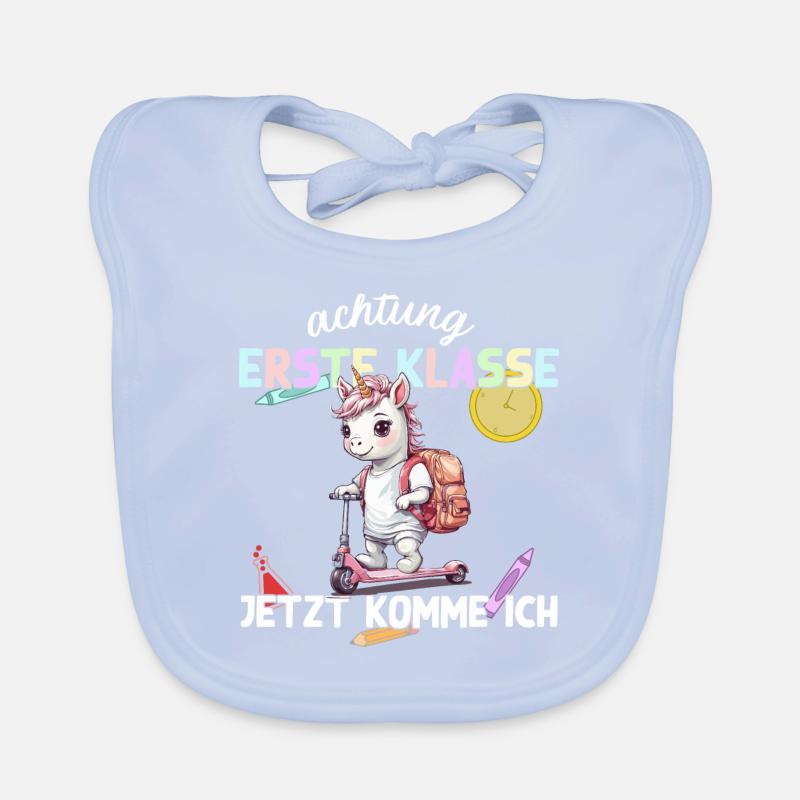 Einhorn Roller Schulstart 1. Klasse Spaß Baby Bio-Lätzchen