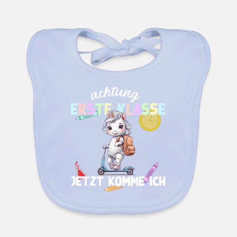 Einhorn Schulstart auf Roller Erste Klasse Kinder Baby Bio-Lätzchen