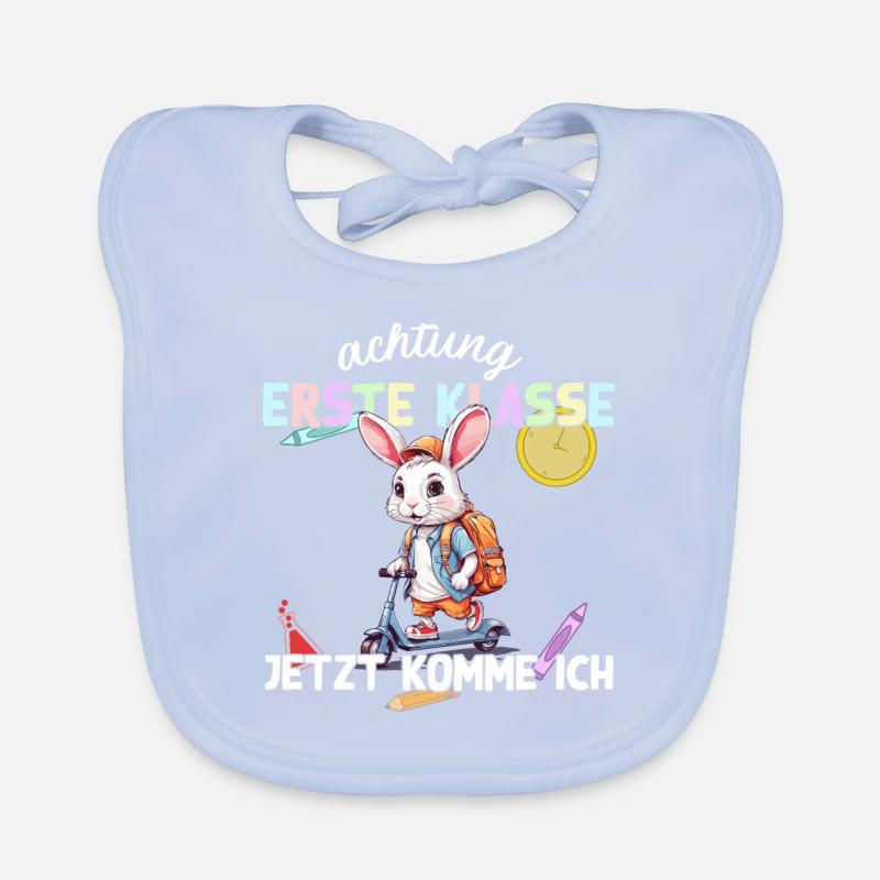 Süßer Hase mit Roller Schulbeginn Erste Klasse Baby Bio-Lätzchen
