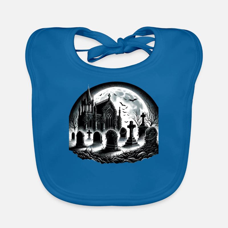 Cimetière gothique au clair de lune : scène de nuit étrange Bavoir bio Bébé