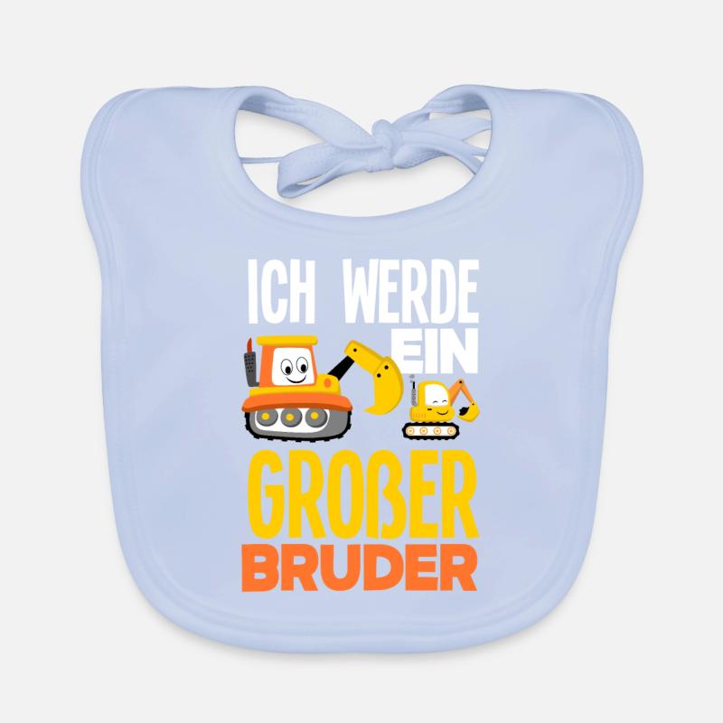 Ich Werde Ein Großer Bruder Bagger Baustelle Baby Bio-Lätzchen