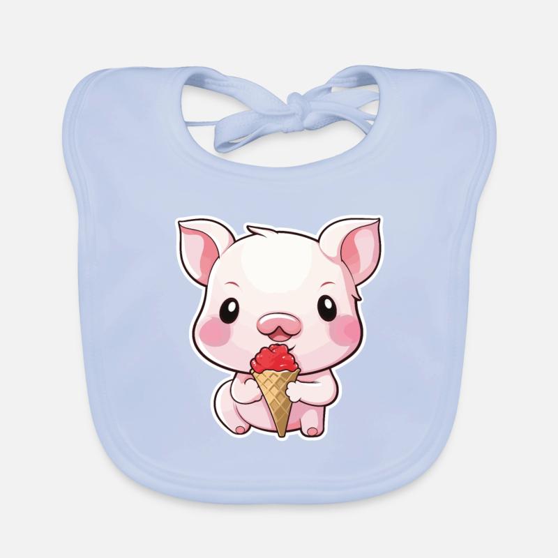 Cochon très mignon mangeant de la crème glacée Bavoir bio Bébé