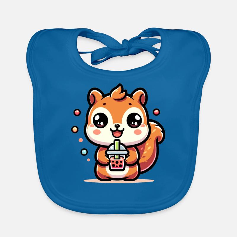 Kawaii Squirrel Bubble Tea Cute Animal Squirrel Organic Baby Bibs