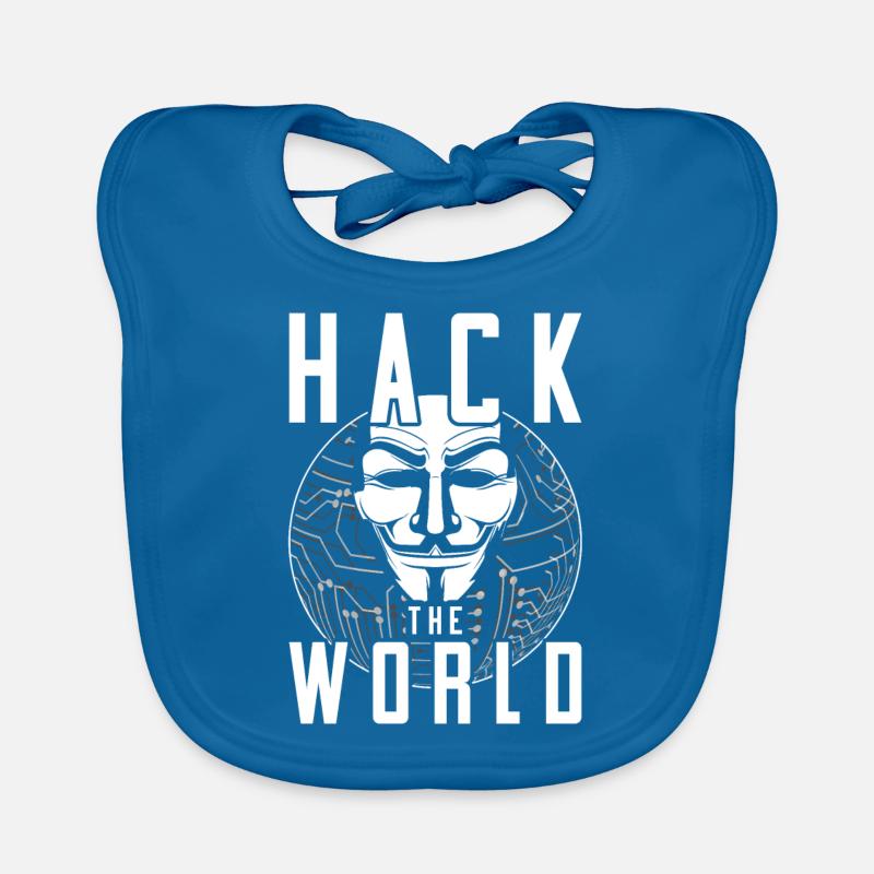 Ethical Hacker Hack The World - Organic Baby Bibs - peacock-blue