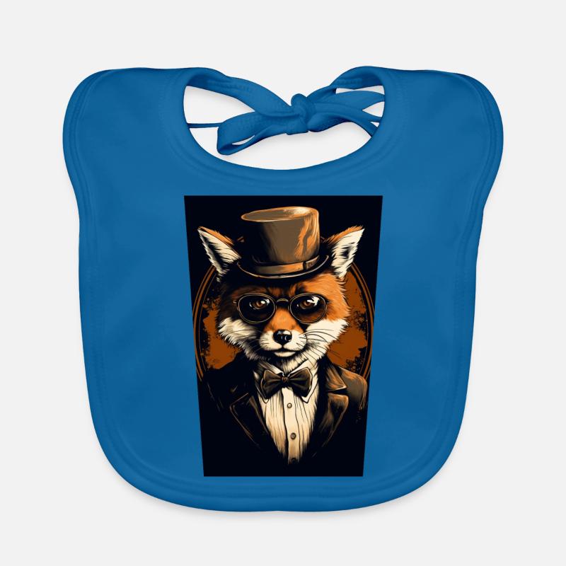 Fox with hat and glasses Organic Baby Bibs
