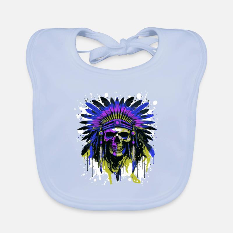 Apache Skull Indian Colorful Organic Baby Bibs