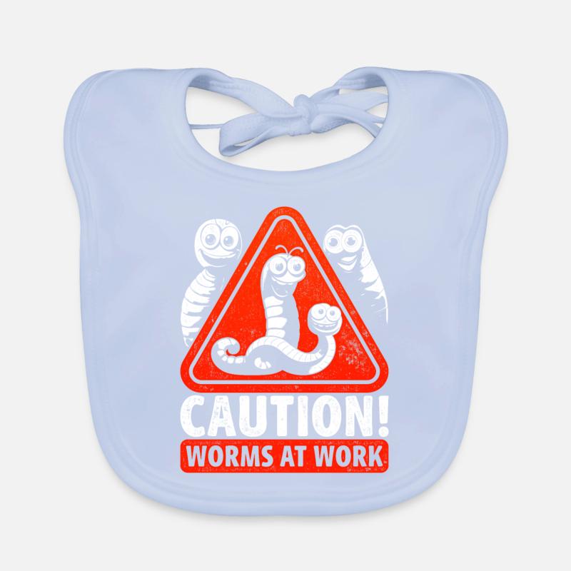 Wurmzucht Caution Worms At Work Baby Bio-Lätzchen
