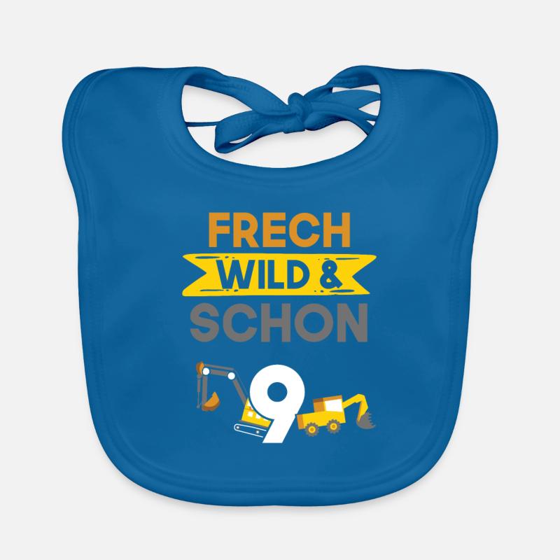 9 Jahre Geburtstag Junge Mädchen Bagger Baby Bio-Lätzchen