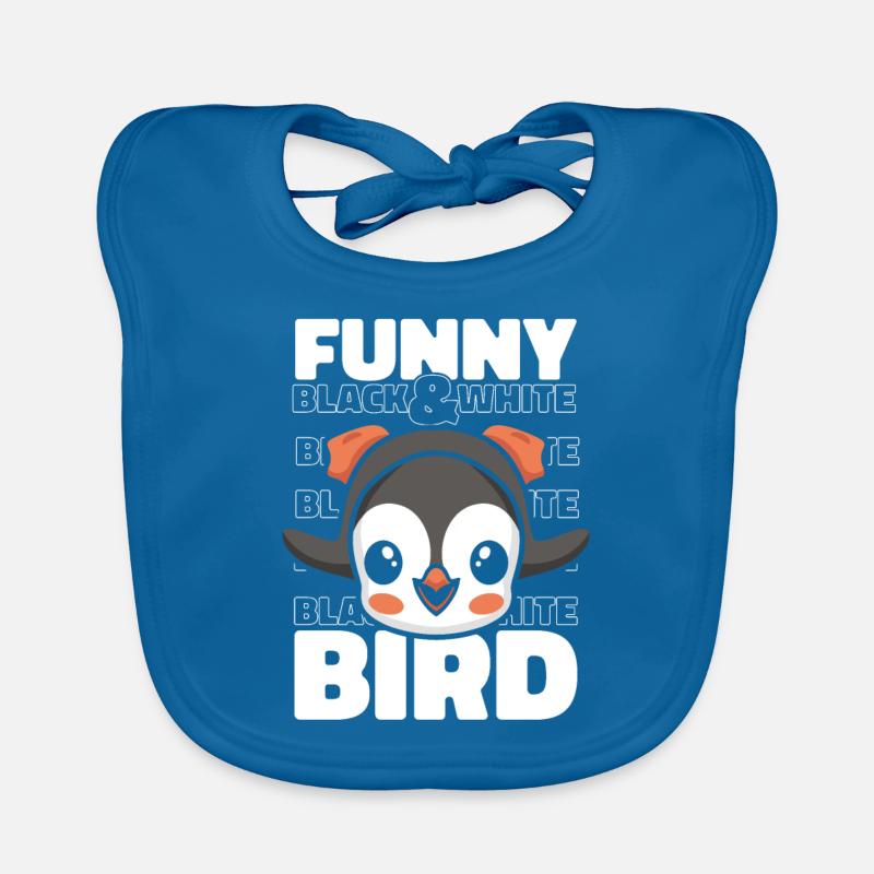 Funny Black And White Bird Emperor Penguin Seabird Organic Baby Bibs