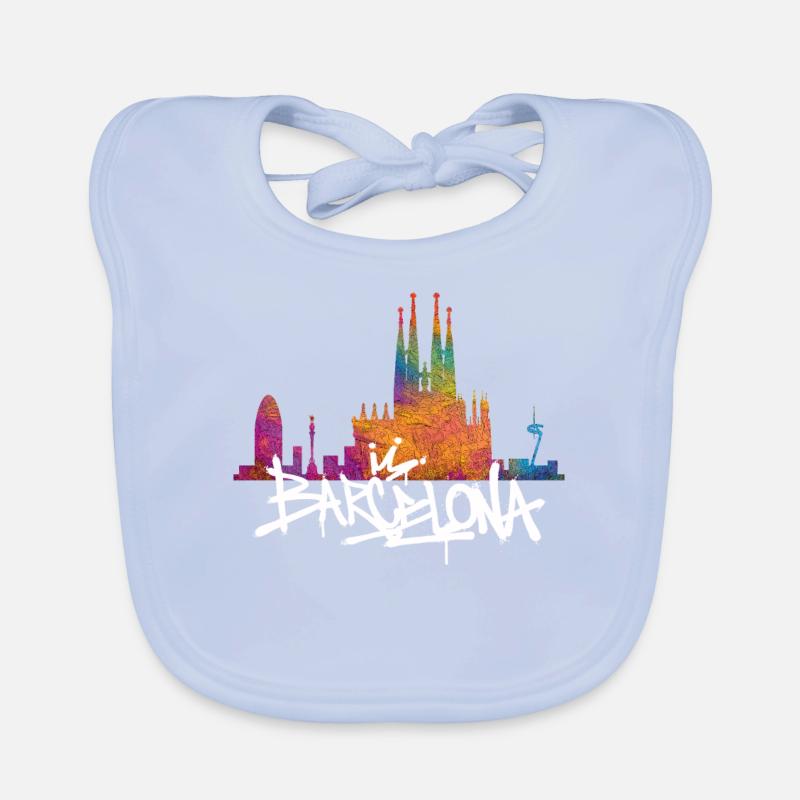 Lettrage Graffiti Skyline de Barcelone Bavoir bio Bébé