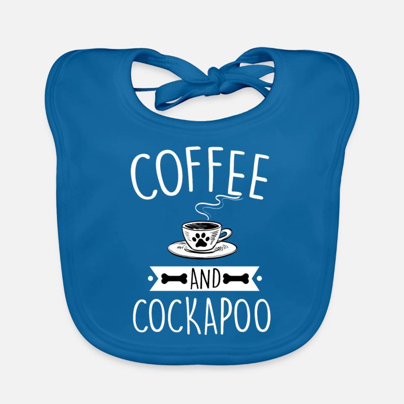 Cockapoo And Coffee Cockerpoo Mom Dad Lover - Organic Baby Bibs - peacock-blue