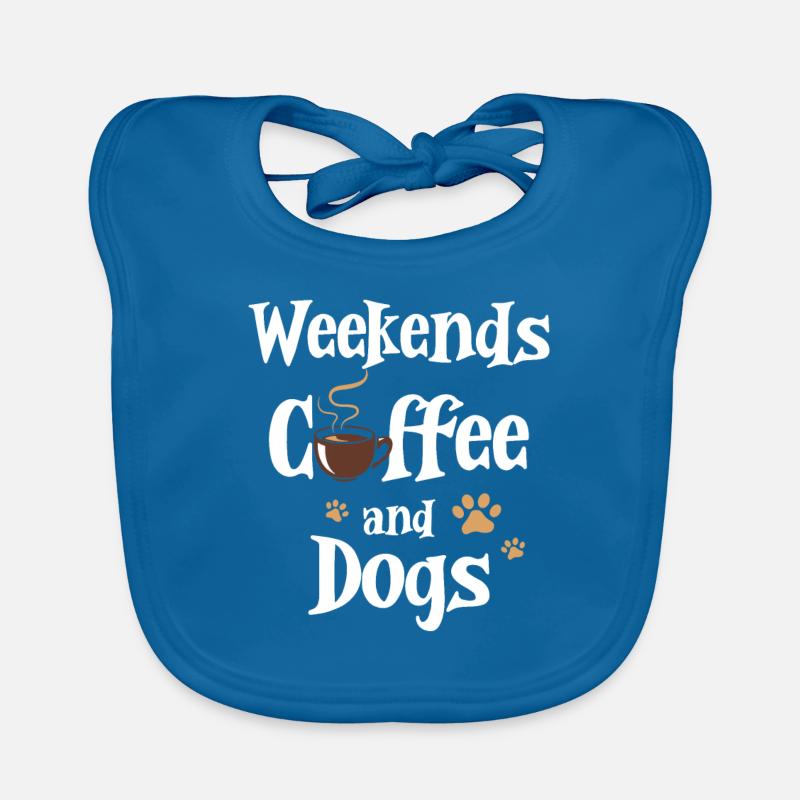 Week-ends Café Et Chiens - Bavoir bio Bébé - bleu paon