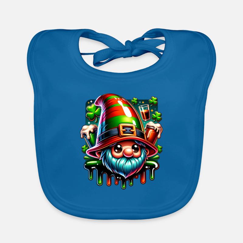St Patrick's Day Gnome T Shirt Design Organic Baby Bibs
