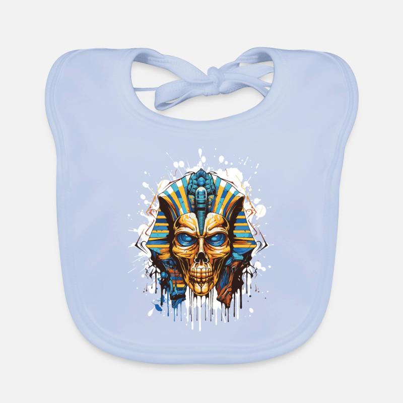 Pharaoh Skull Skeleton Pop Art Organic Baby Bibs