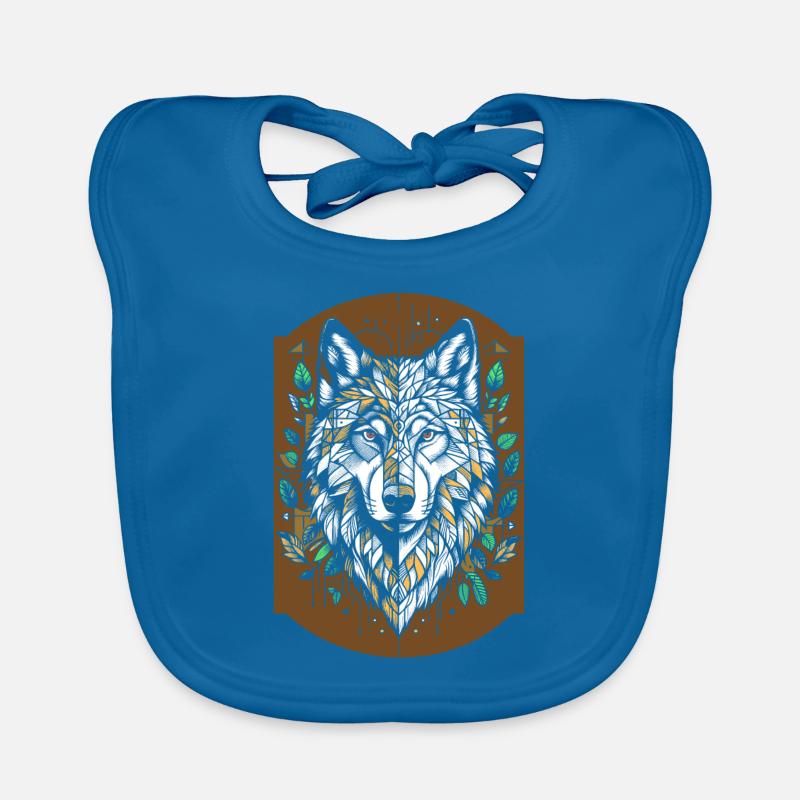Wolf Geometrisch Polygon Wolf - Baby Bio-Lätzchen - Pfauenblau