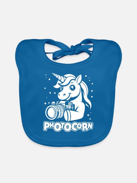 Fotograf Fotografie Kamera Einhorn Photocorn - Baby Bio-Lätzchen - Pfauenblau