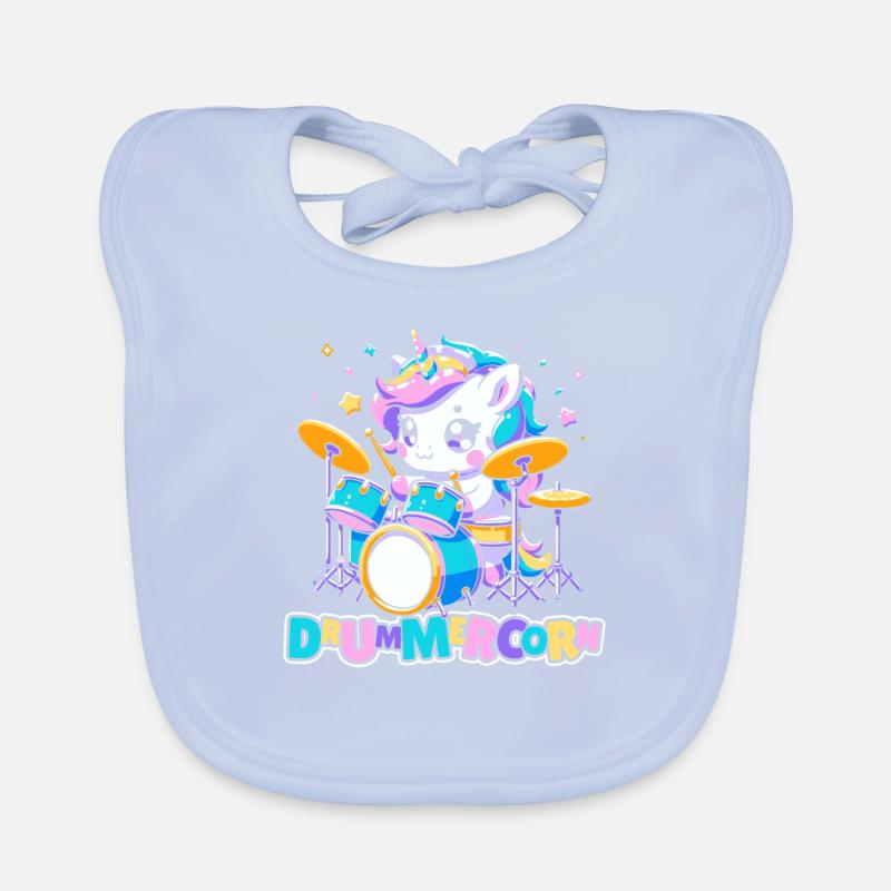 Batterie Batteur Batteur Licorne Bavoir bio Bébé