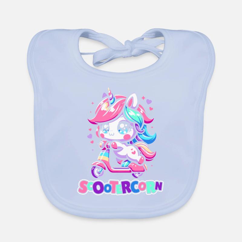 Motorroller Einhorn Scootercorn Baby Bio-Lätzchen