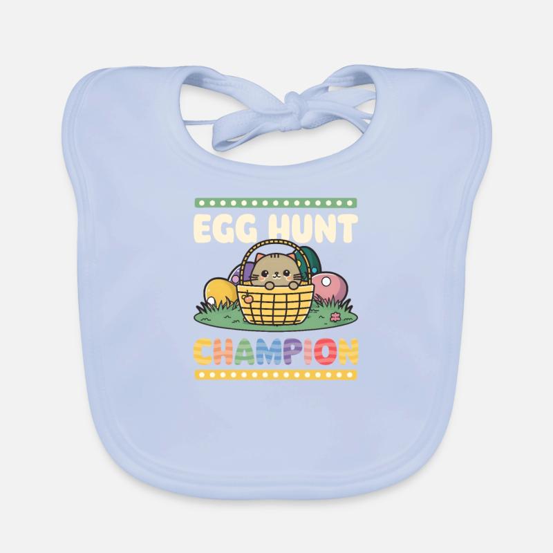 Cat Easter Egg Hunt Champion Organic Baby Bibs