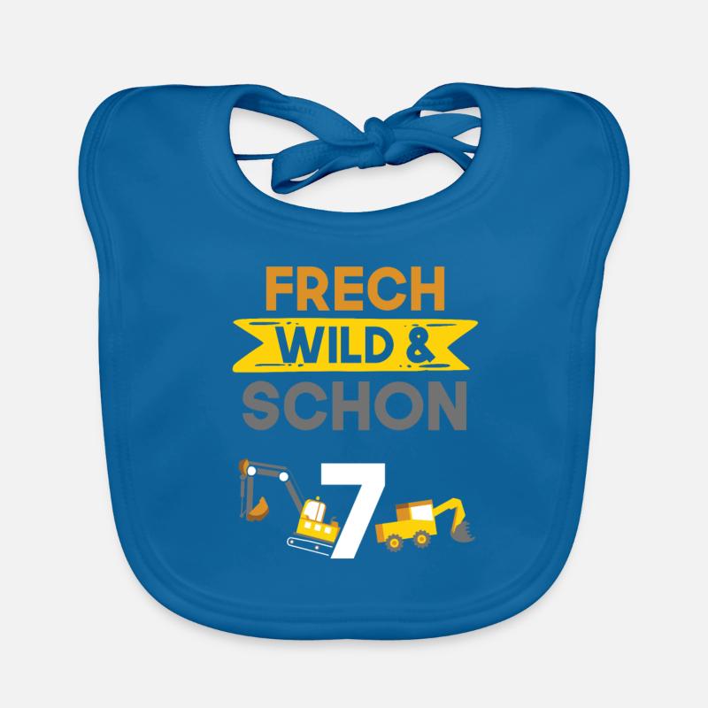 7 Jahre Geburtstag Junge Mädchen Bagger Baby Bio-Lätzchen