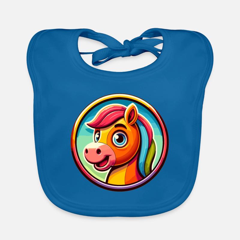 Pferd, Pferdekopf in Comicstyle Baby Bio-Lätzchen