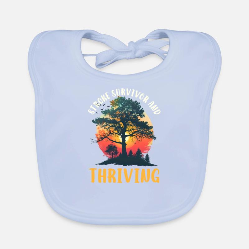 Schlaganfall-Überlebender Schlaganfall-Überlebender und gedeiht Baby Bio-Lätzchen