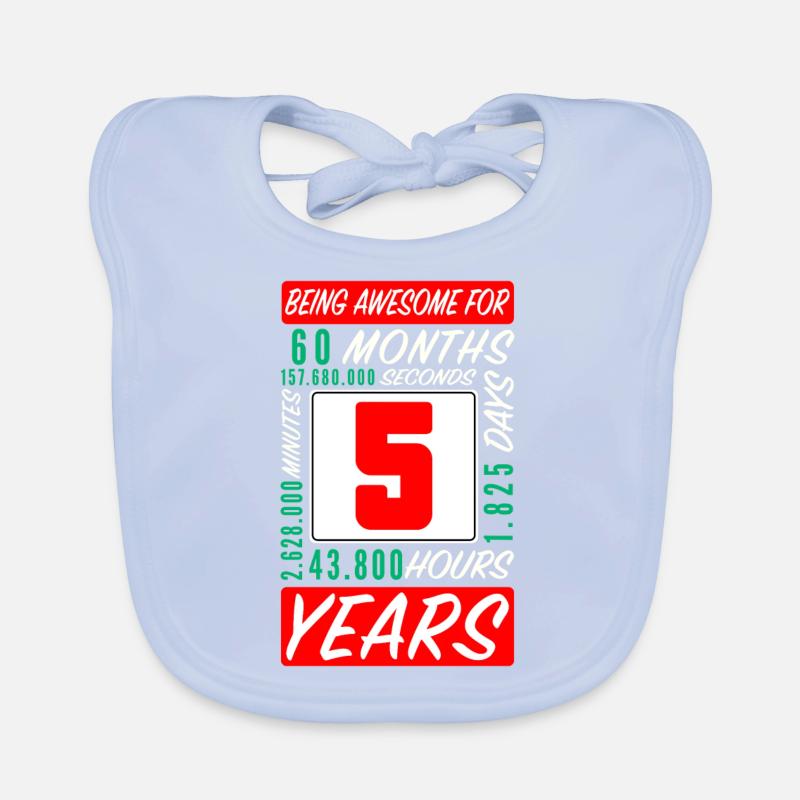 Enfants 5 Ans Anniversaire Mois Heures Bavoir bio Bébé