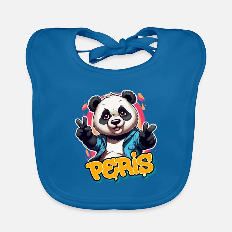 PERIS - Handsome Boy Name with Cool Panda Organic Baby Bibs