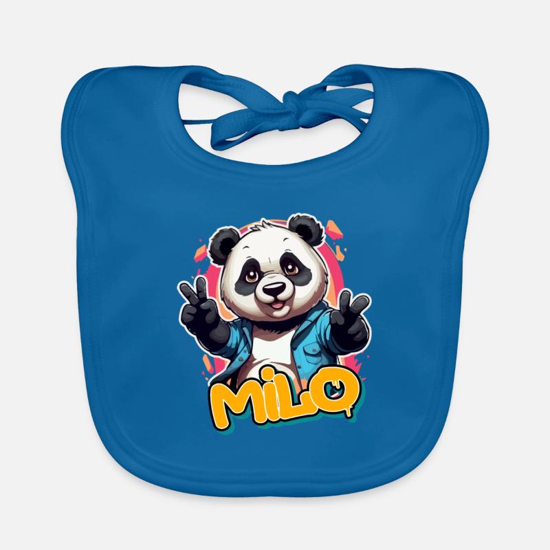 MILO - Handsome Boy Name with Cool Panda Organic Baby Bibs