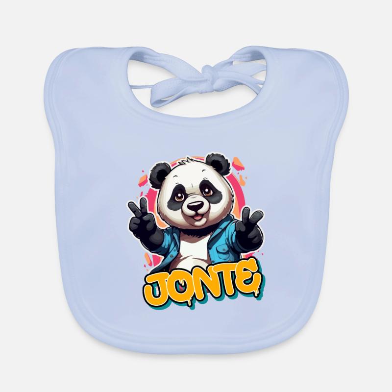 JONTE - Handsome Boy Name with Cool Panda Organic Baby Bibs