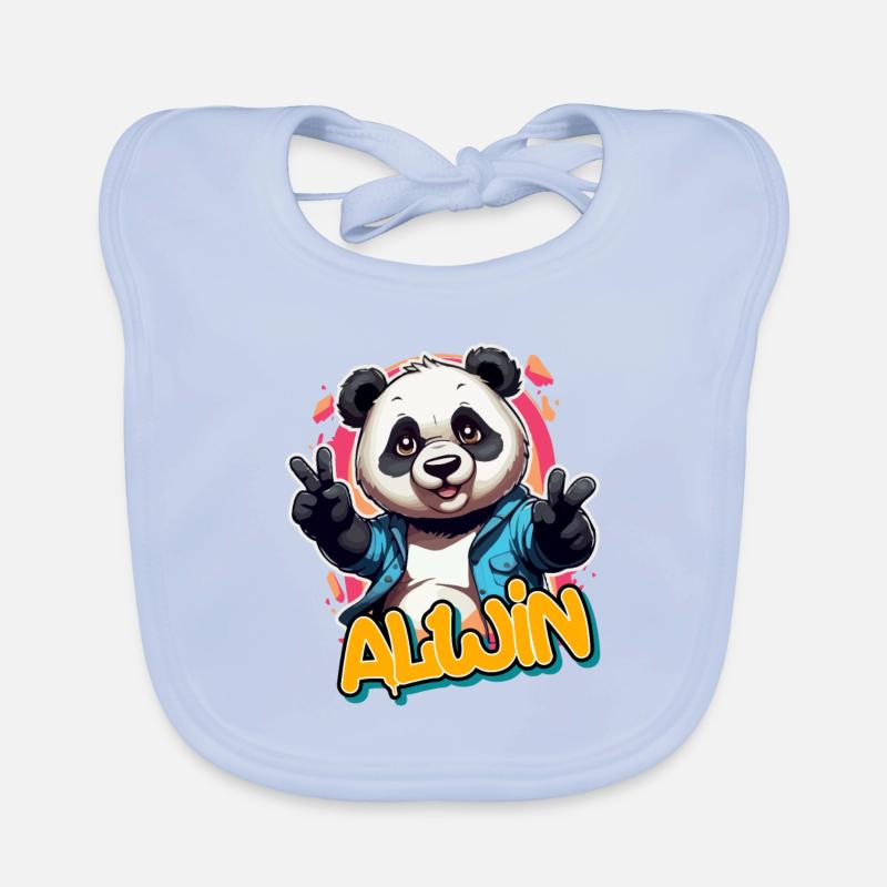 ALWIN - Beau nom de garçon avec Cool Panda Bavoir bio Bébé