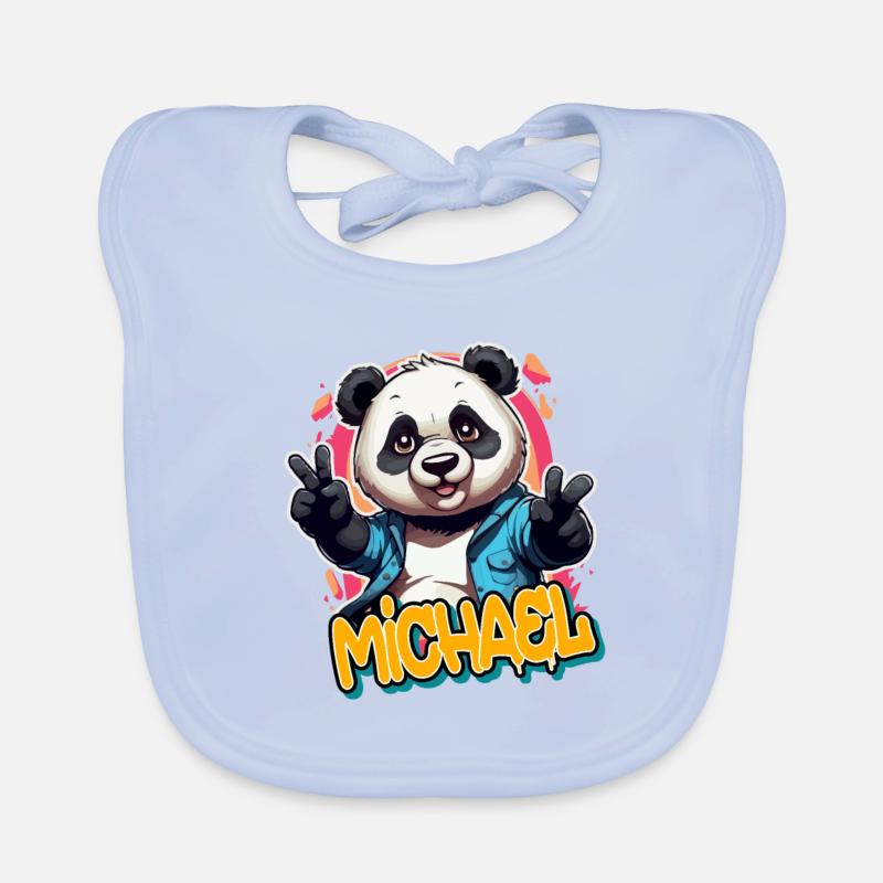 MICHAEL - Beau nom de garçon avec Cool Panda Bavoir bio Bébé