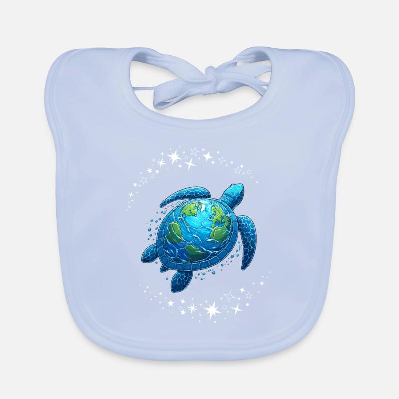 Happy Earth Day Sea Turtle Universe Globe Organic Baby Bibs