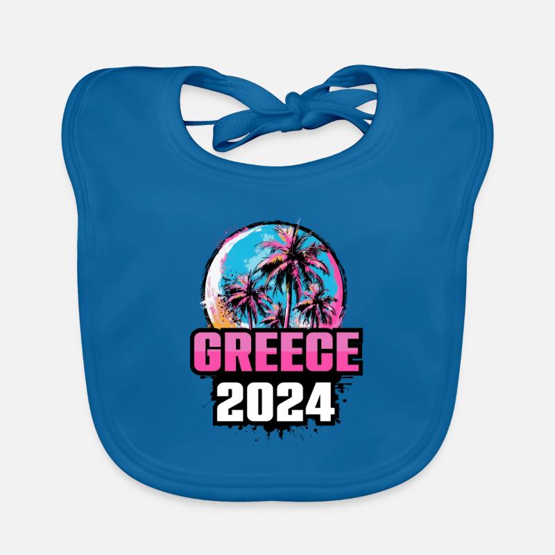 Greece 2024 Palm Trees Organic Baby Bibs