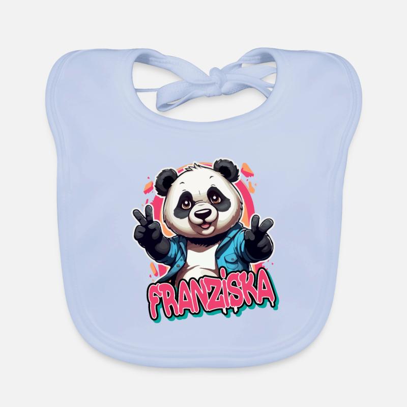 FRANZISKA - Schöner Mädchen Name mit coolem Panda Baby Bio-Lätzchen