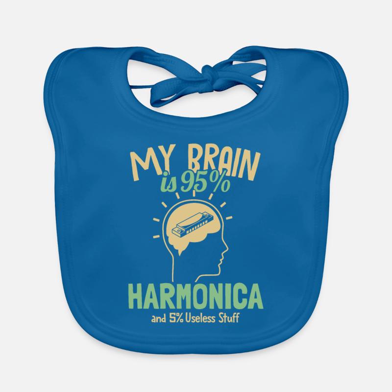My Brain is 95% Harmonica Harmonicist Mouth Harp Organic Baby Bibs