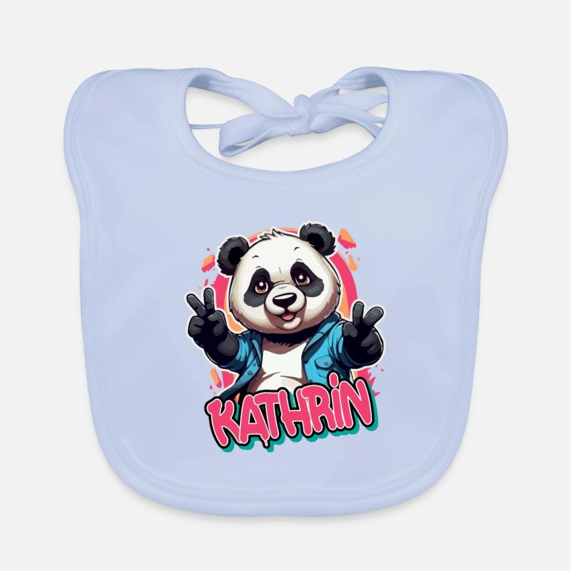 KATHRIN - Beau nom de fille avec Cool Panda Bavoir bio Bébé