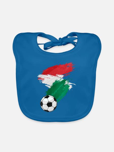 Hungary Football Flag - Organic Baby Bibs - peacock-blue - Front