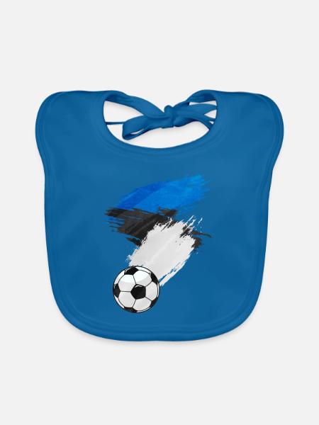 Estonia Football Flag - Organic Baby Bibs - peacock-blue - Front