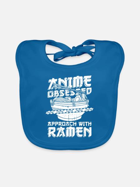 Anime Manga Ramen Bowl - Organic Baby Bibs - peacock-blue - Front