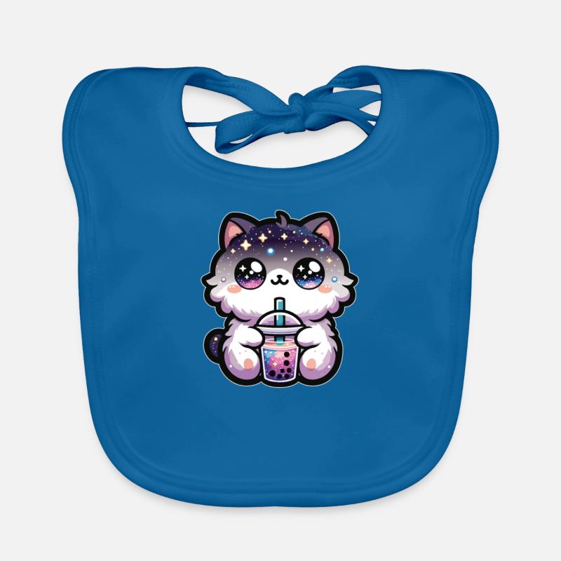 Cats Drinking Bubble Tea Galaxy Boba Cat Organic Baby Bibs
