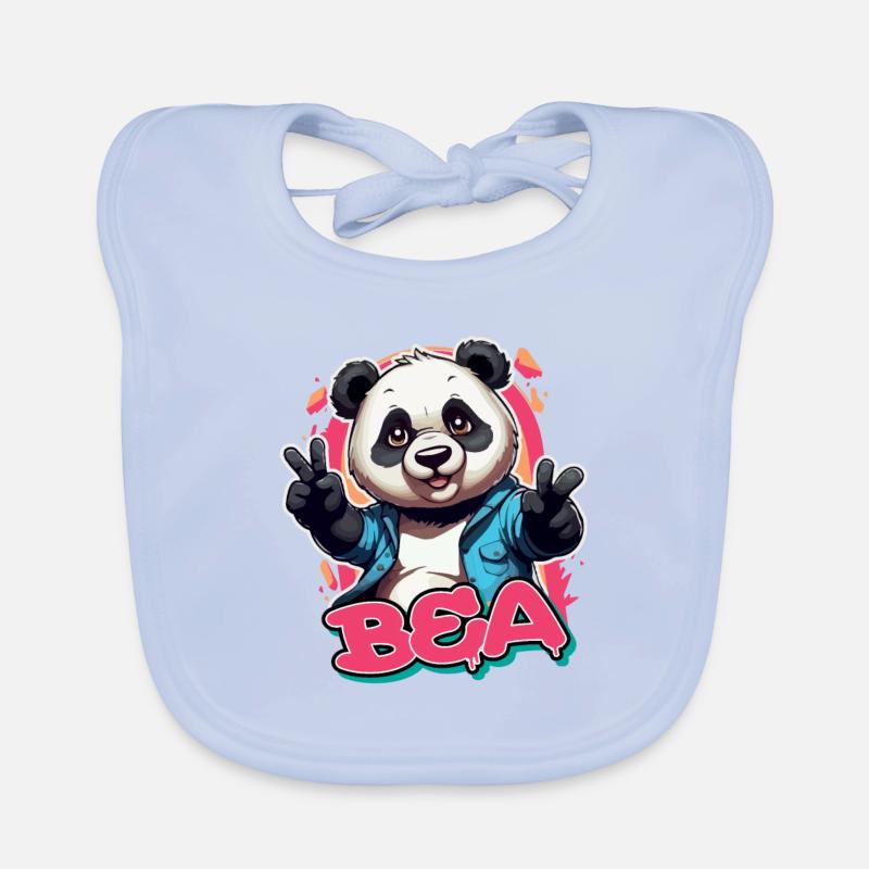BEA - Schöner Mädchen Name mit coolem Panda Baby Bio-Lätzchen