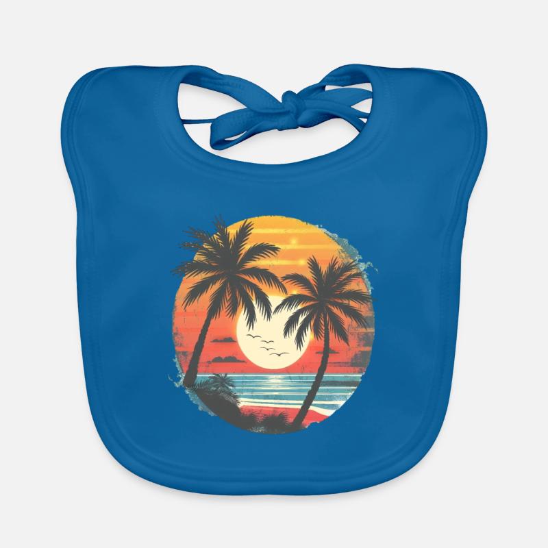Summer Sunset Palm Trees Silhouette Organic Baby Bibs