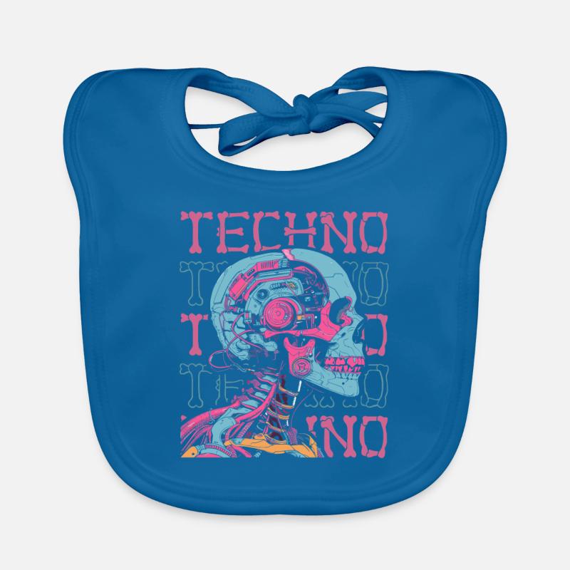 Techno Raver - Baby Bio-Lätzchen - Pfauenblau